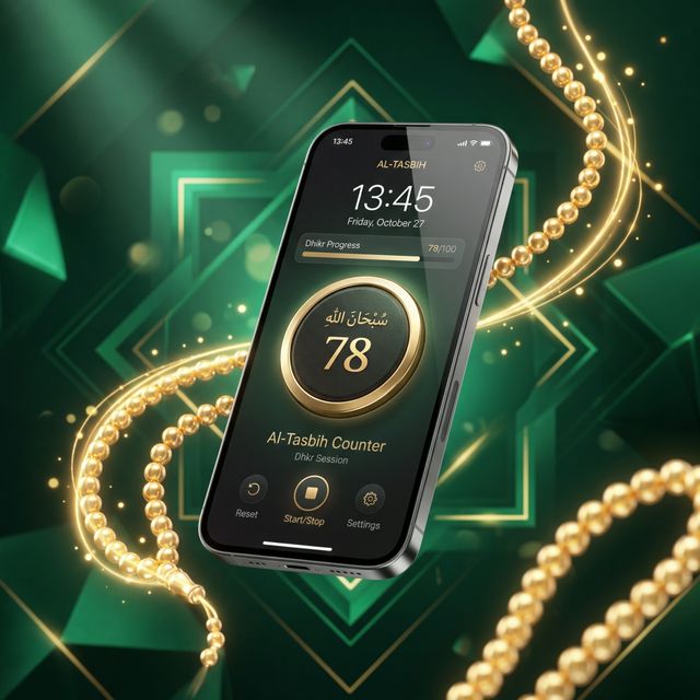 Digital tasbih counter app displayed on a smartphone
